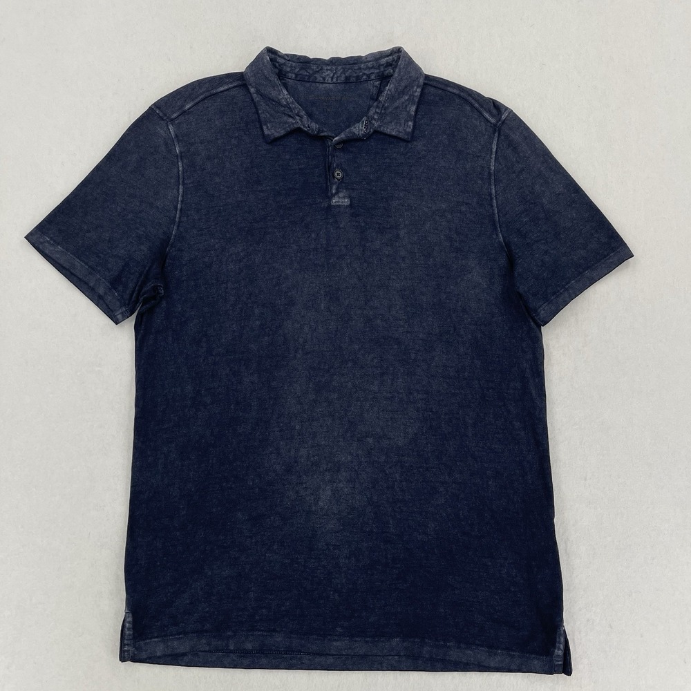 John Varvatos Polo Shirt Mens M Blue Black Stone Wash Short Sleeve Cotton Casual - Picture 2 of 9